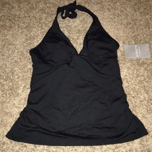 Athleta shirrend Halter Tankini Black SZ Small